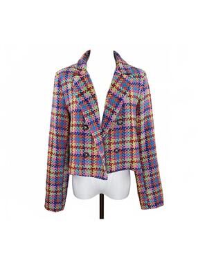 Vanessa Zani Made in Italy Cotton Multicolour Tweed Blazer Size M
